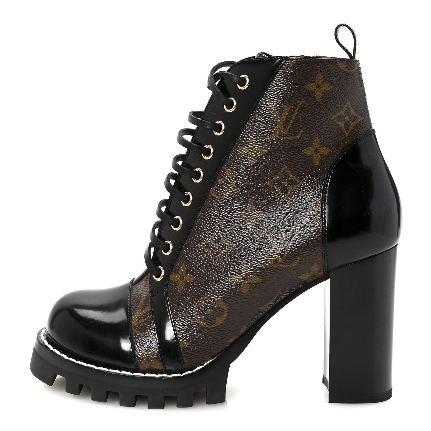 Patent Calfskin Monogram Star Trail Ankle Boots 39 Black