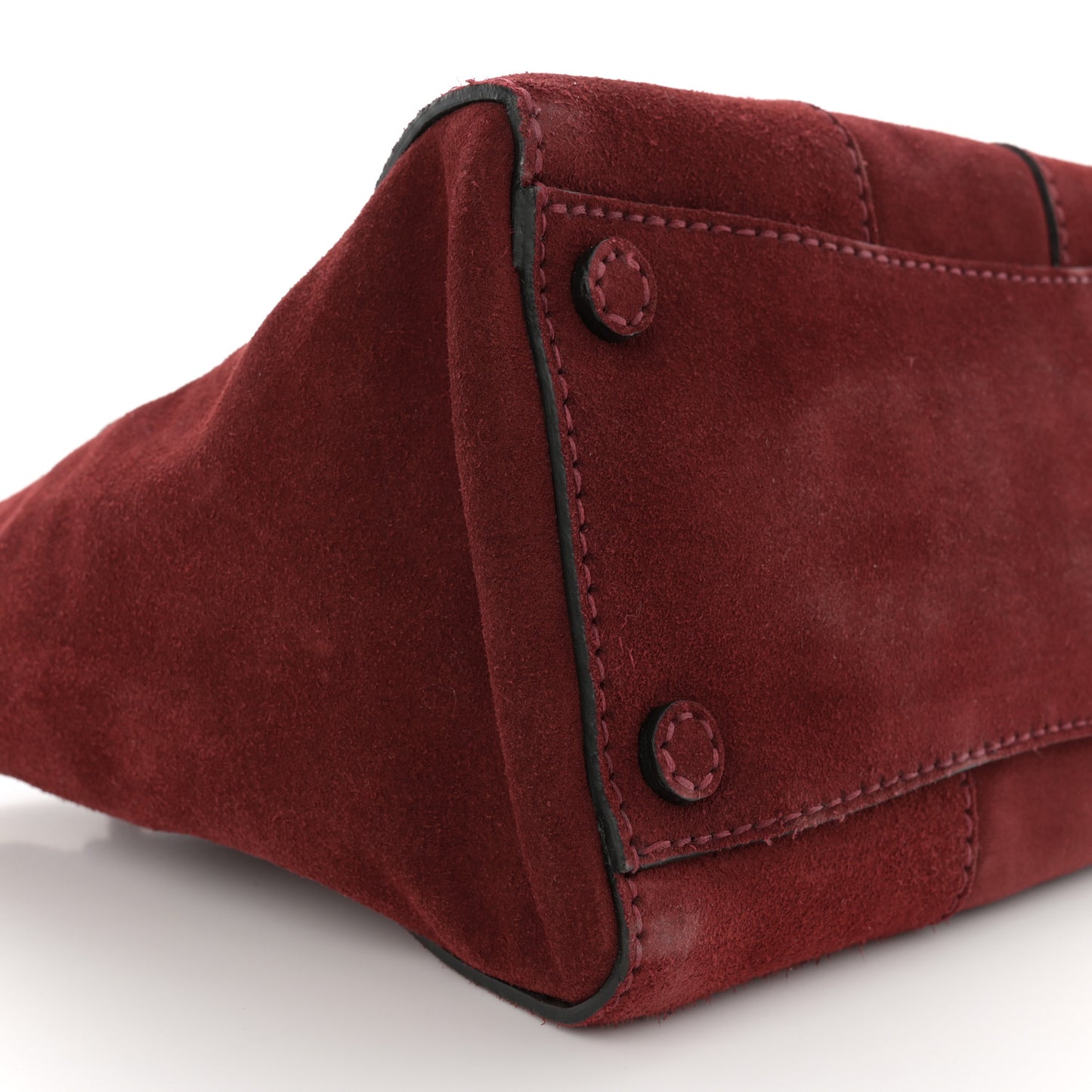 Suede Scamosciato Stitched Small Twin Pocket Tote Porpora