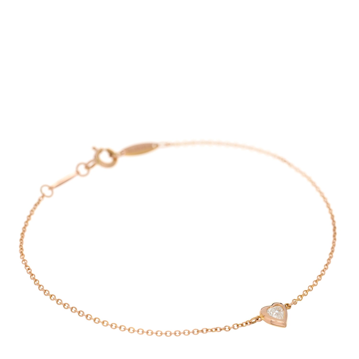 Tiffany 18K Rose Gold Diamond Elsa Peretti Diamonds by the Yard Heart Bracelet 1 of 3