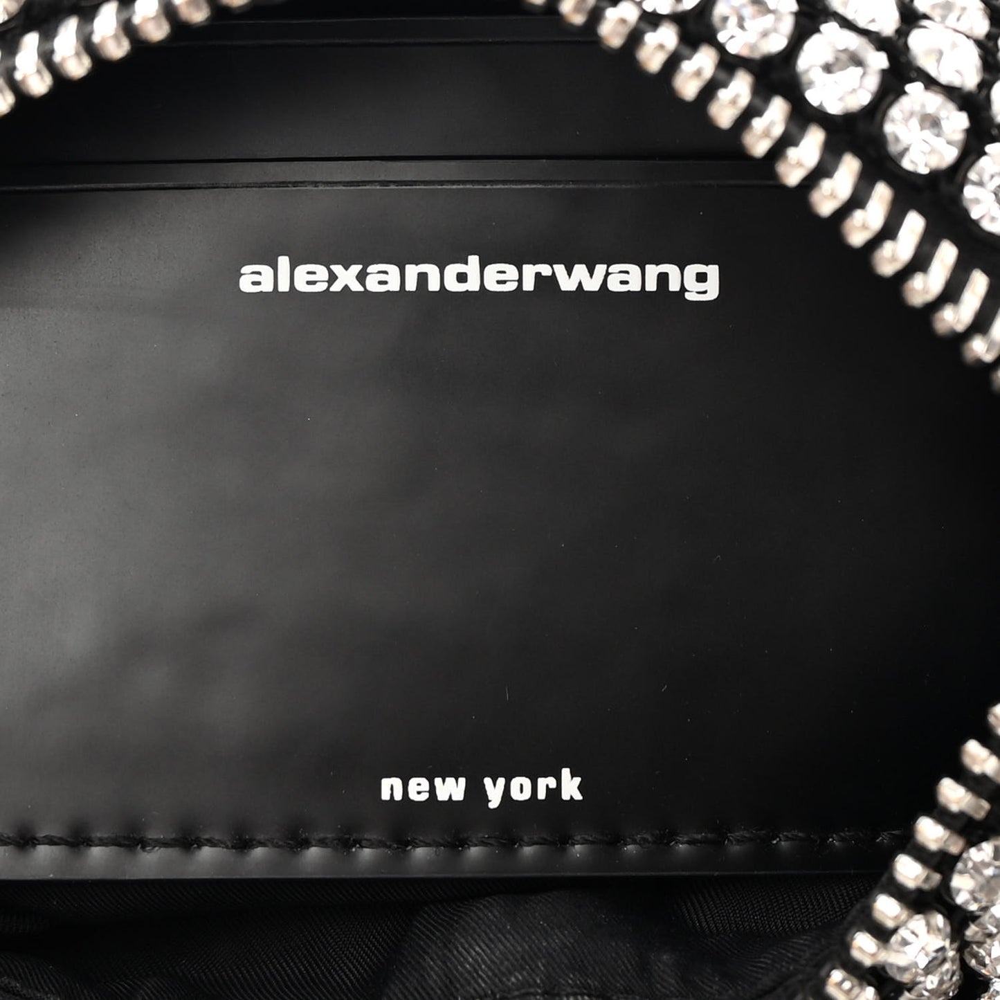 Mesh Crystal Rhinestone Mini Heiress Pouch Black Silver