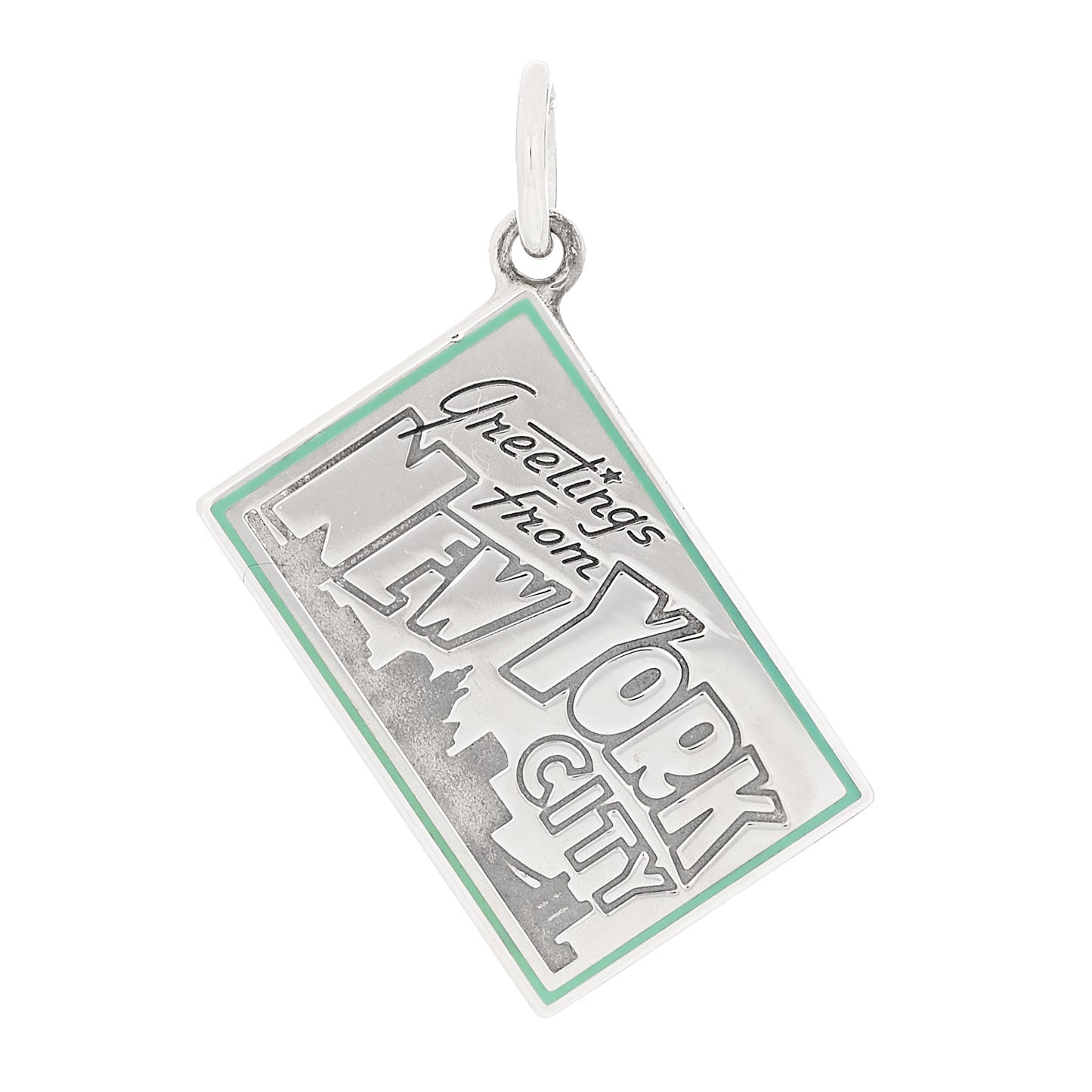 Sterling Silver Enamel New York Postcard Charm Blue