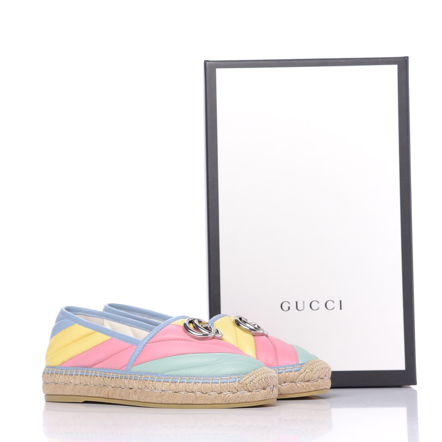 Gucci Nappa Matelasse Diagonal GG Marmont Espadrilles 36 Multicolor Pastel 11 of 11