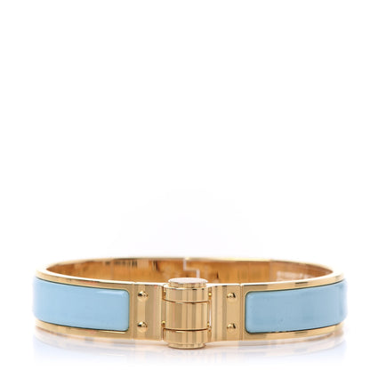 Hermes Enamel Charniere Uni Narrow Hinged Bracelet M Turquoise 1 of 6