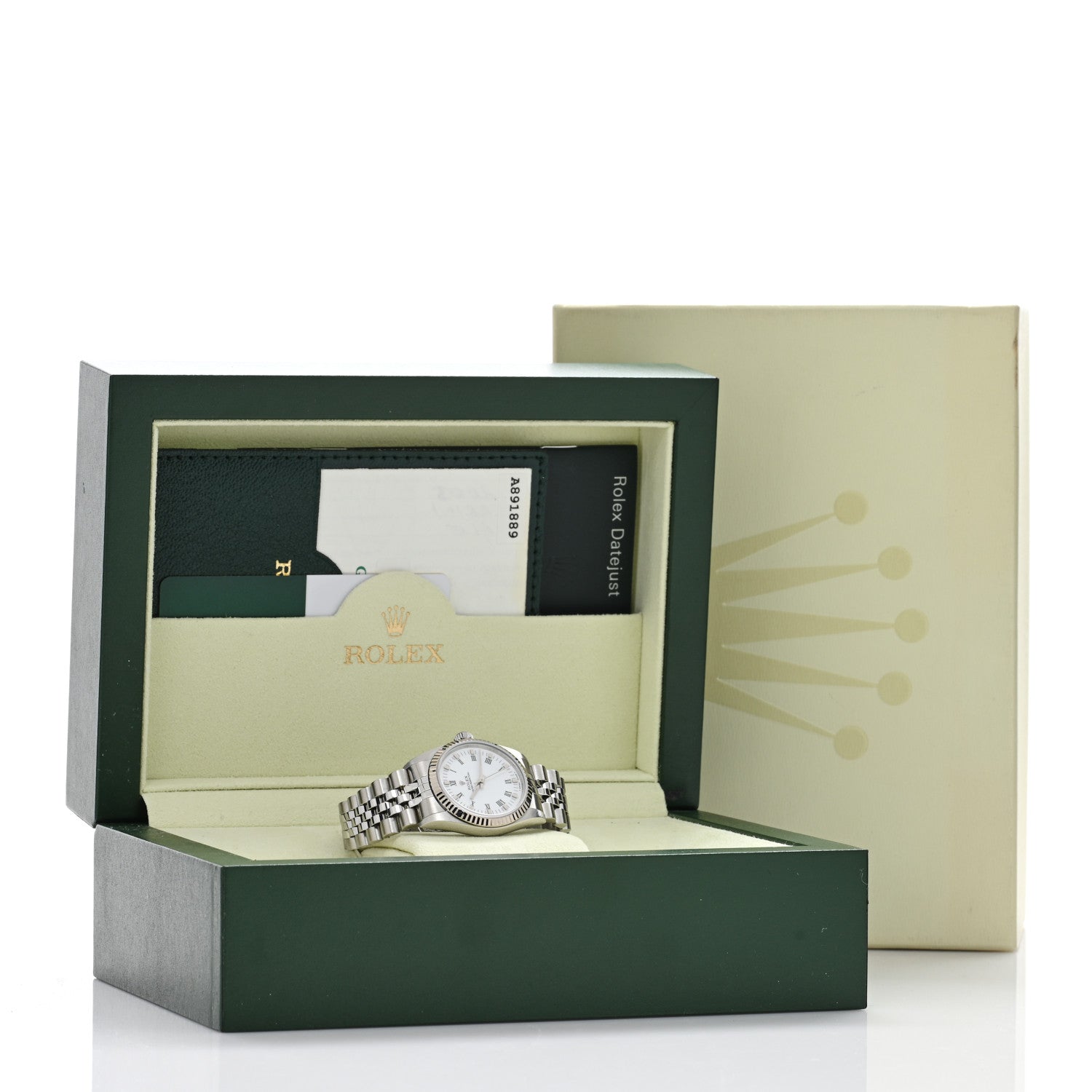 Rolex Stainless Steel 18K White Gold 31mm Oyster Perpetual Watch White Roman 77014 5 of 5
