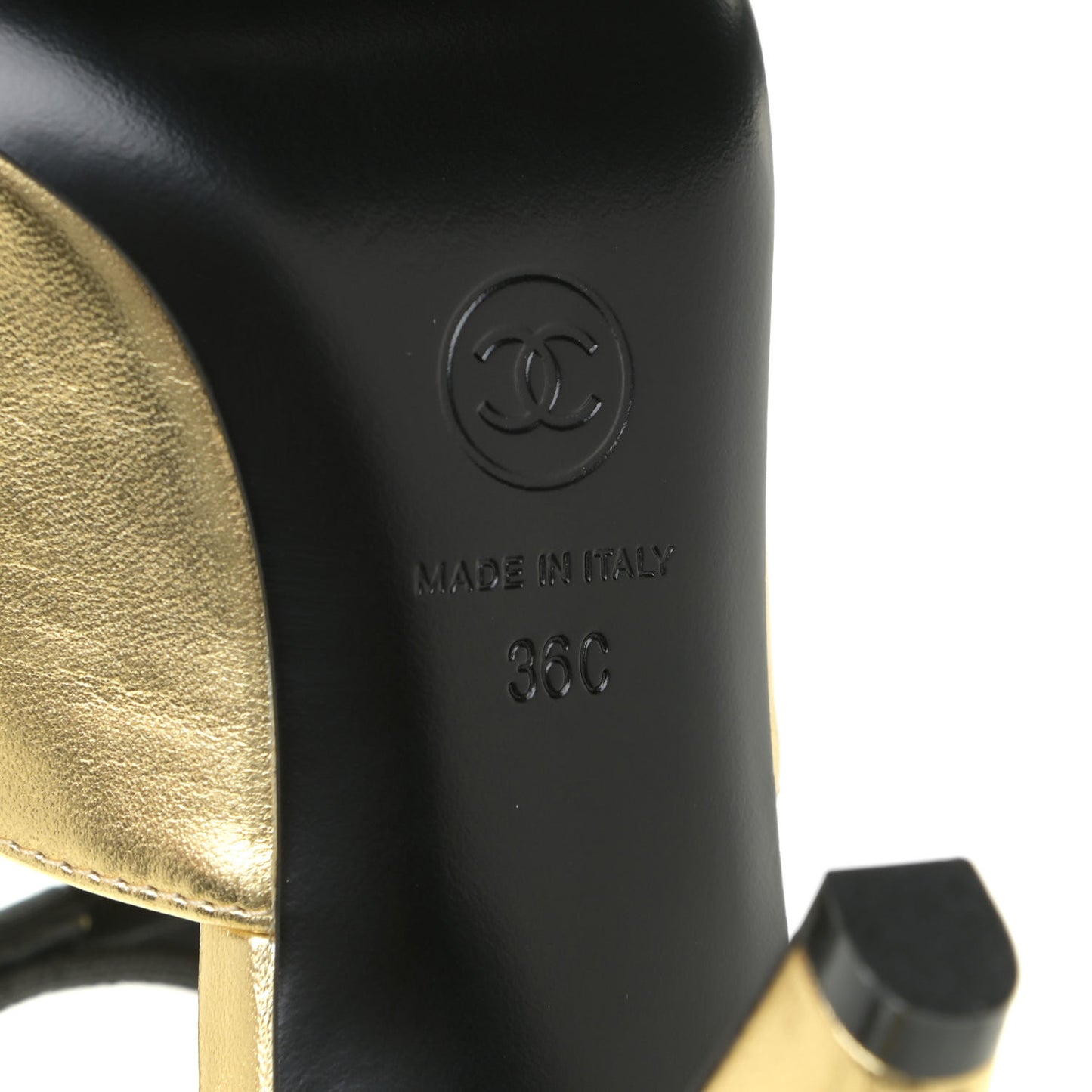 Laminated Lambskin Grosgrain Cap Toe CC Pumps 36 Gold Black