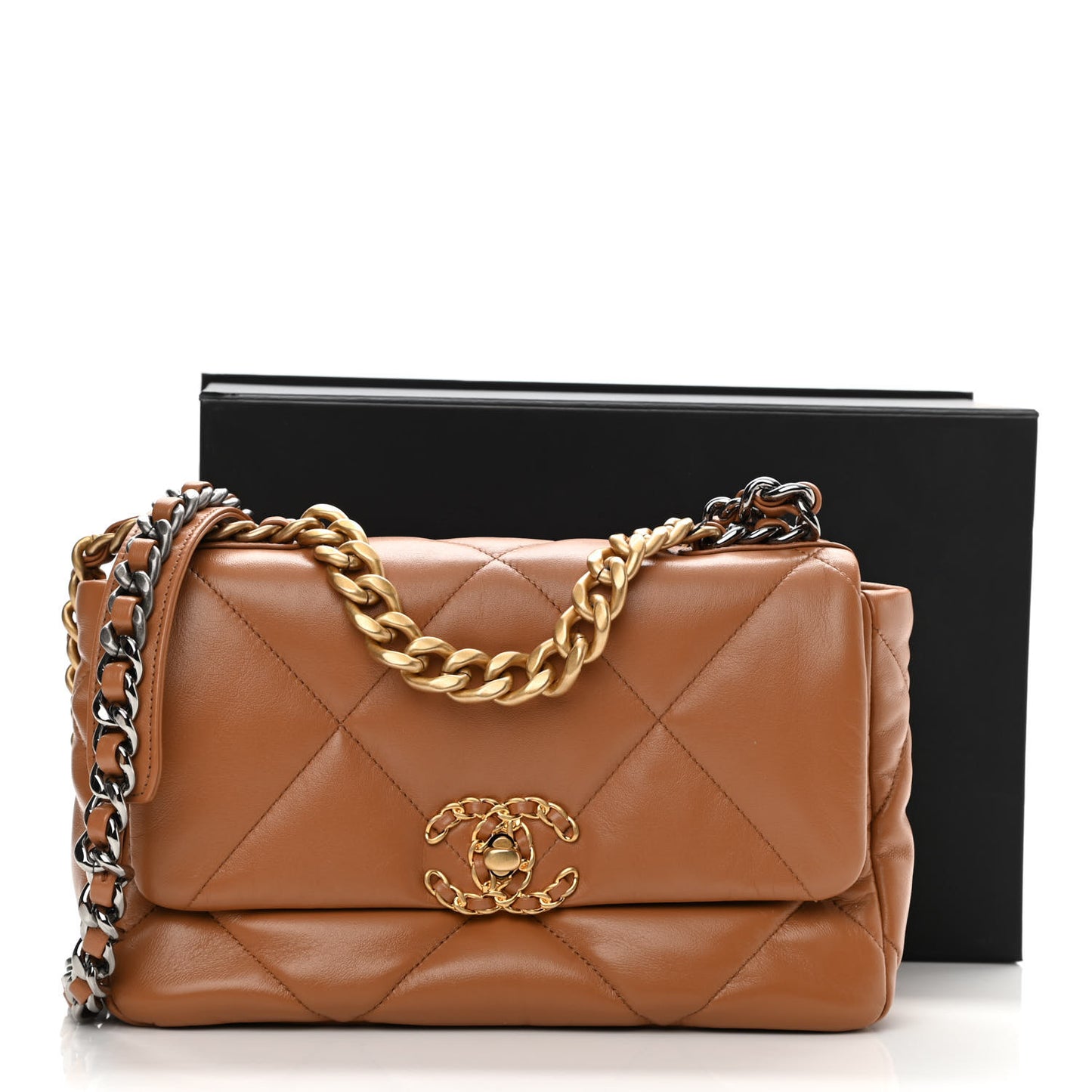 Lambskin Quilted Medium Chanel 19 Flap Brown