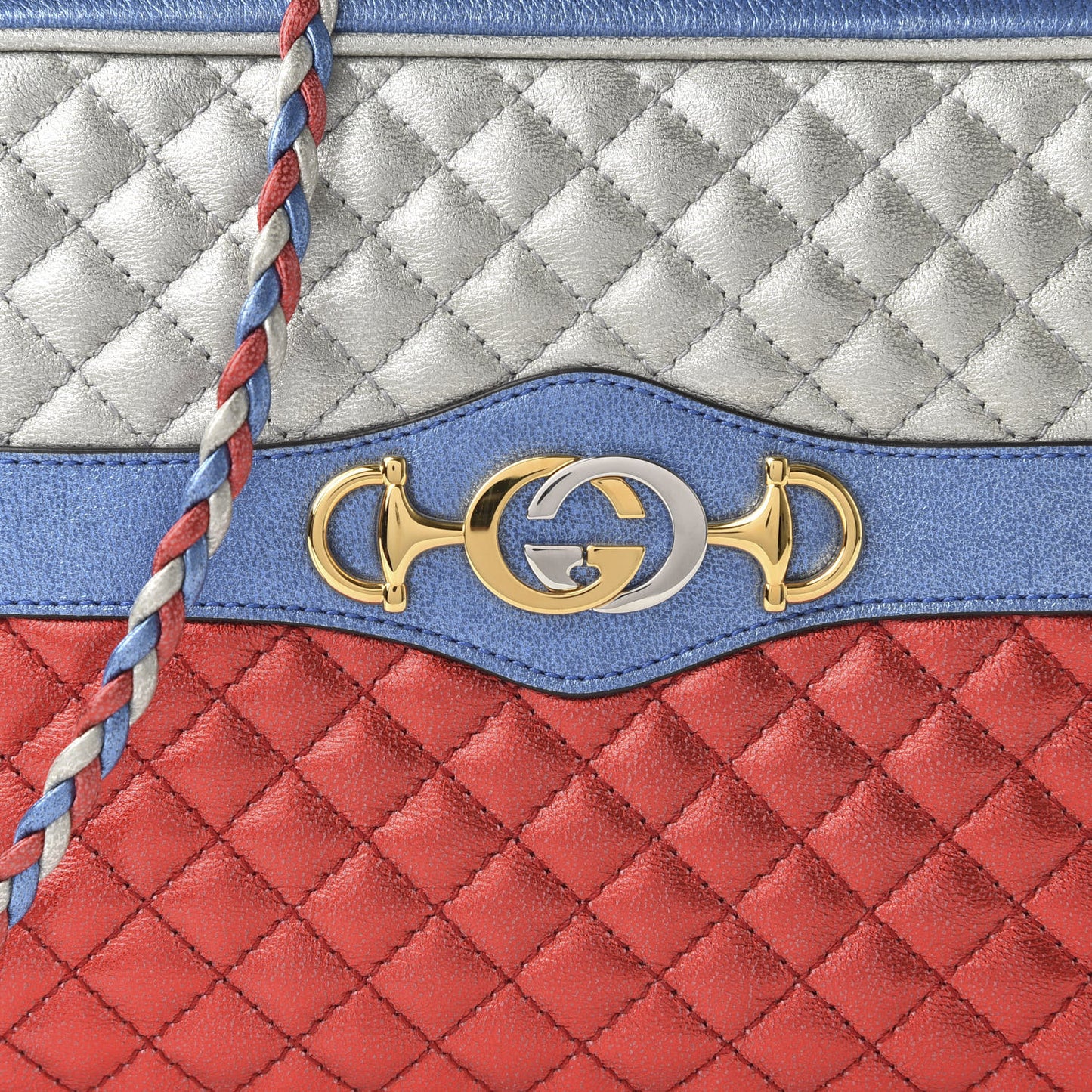 Laminated Nappa Trapuntata Small Zumi Shoulder Bag Rosso Marine Argento