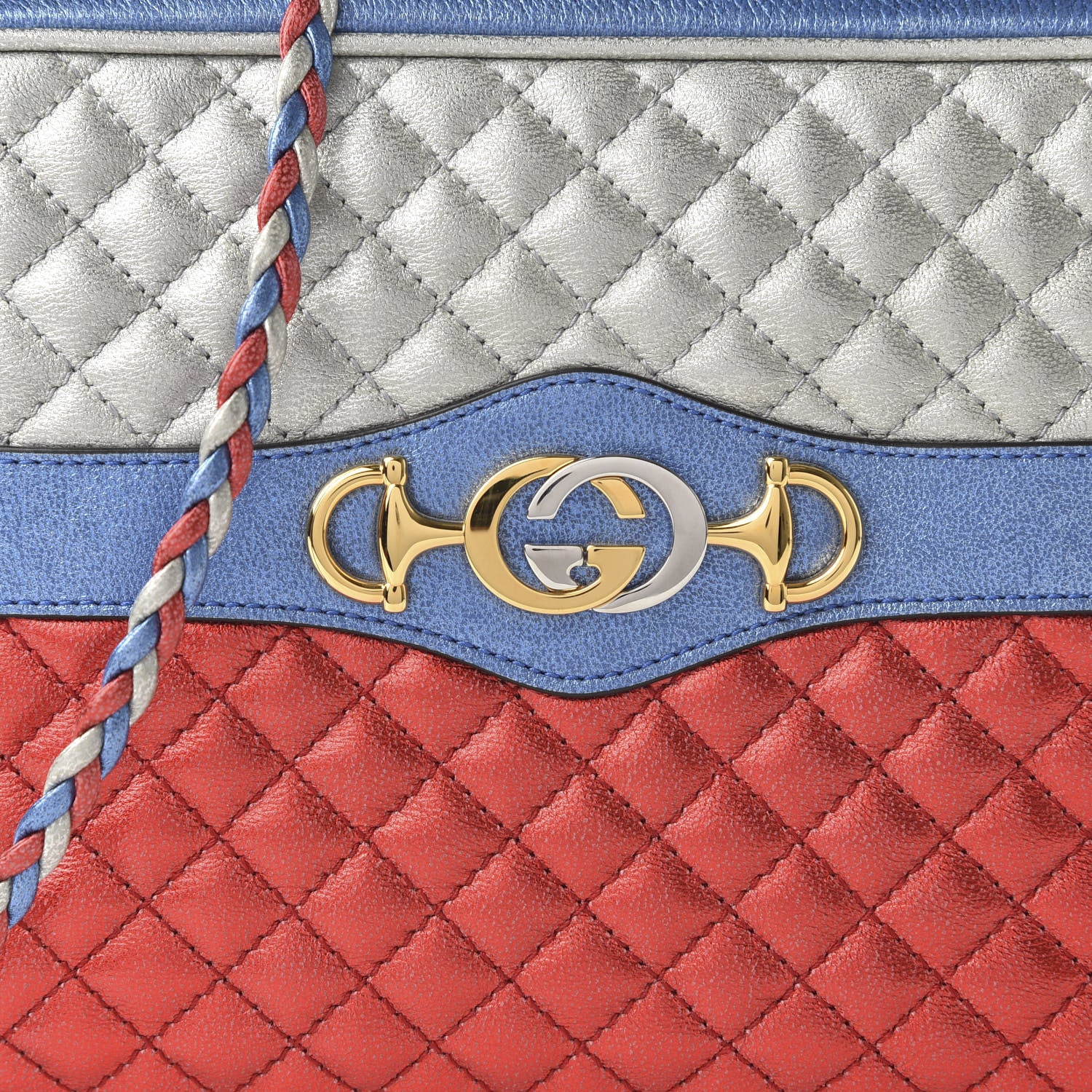 Gucci Laminated Nappa Trapuntata Small Zumi Shoulder Bag Rosso Marine Argento 10 of 10