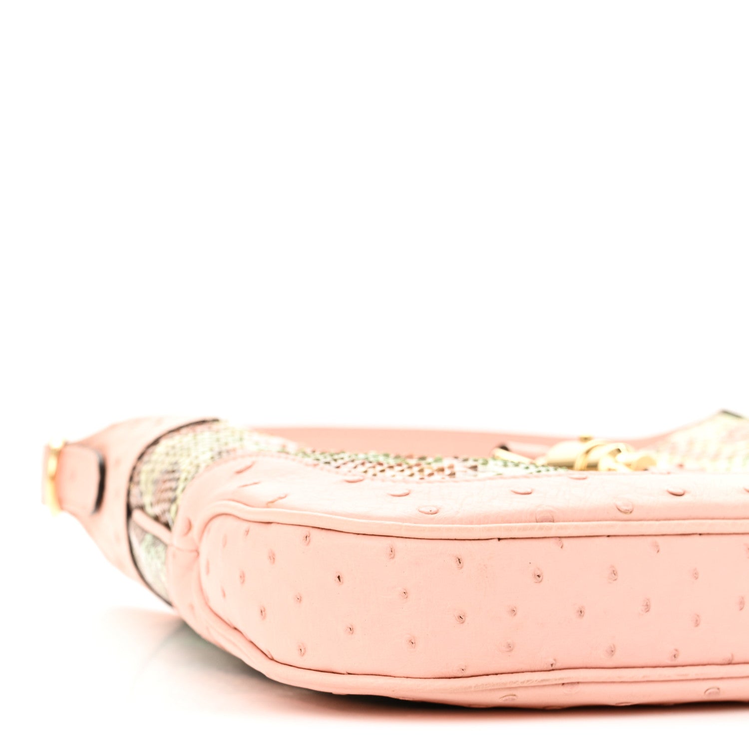 Gucci Snakeskin Ostrich Calfskin Small Jackie 1961 Hobo Pink Multicolor 10 of 11