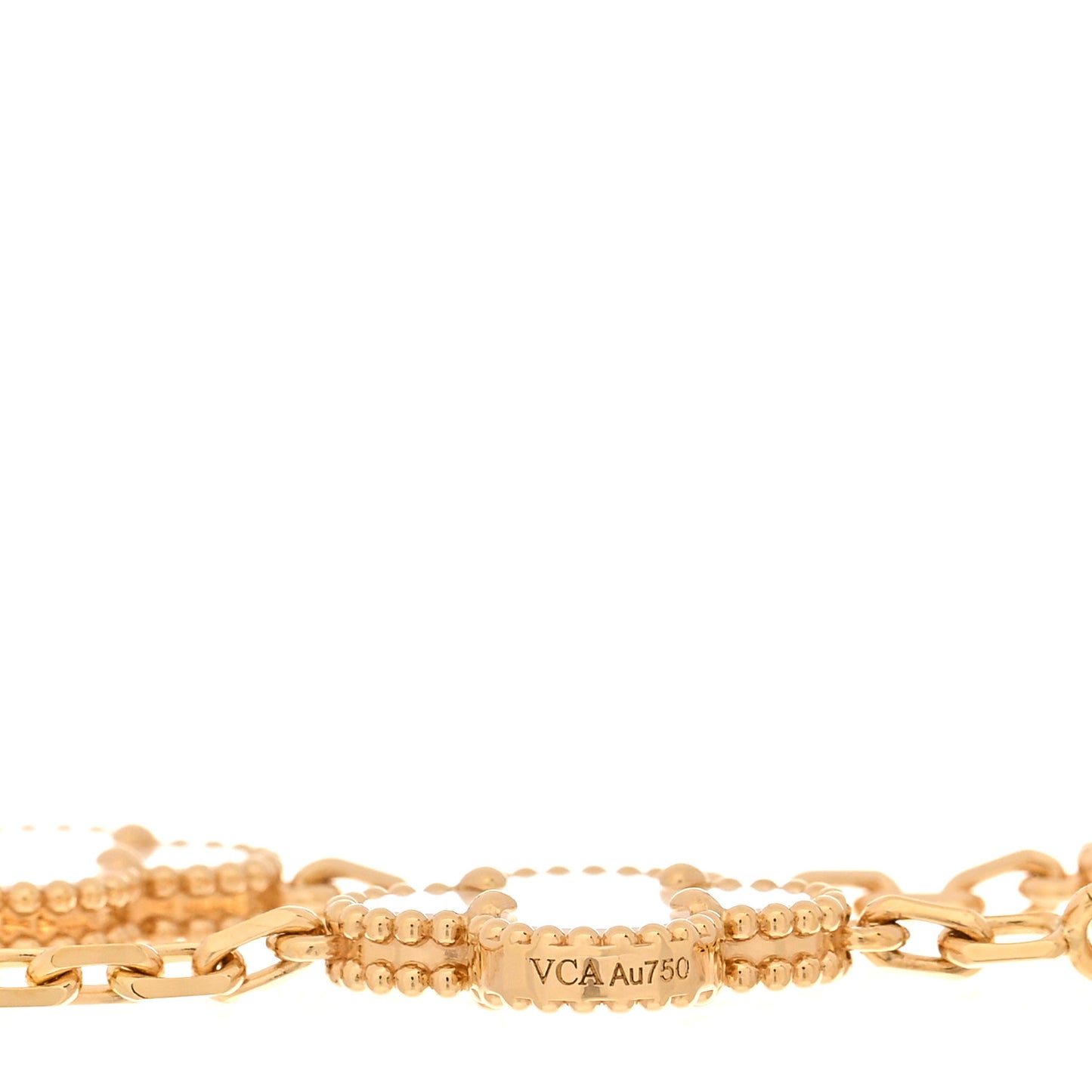 18K Yellow Gold Rock Crystal 5 Motifs Vintage Alhambra Bracelet