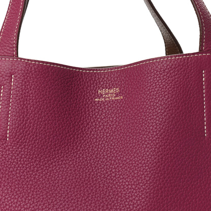 Hermes Taurillon Clemence Double Sens 45 Reversible Tote Marron D'Inde Tosca 9 of 15