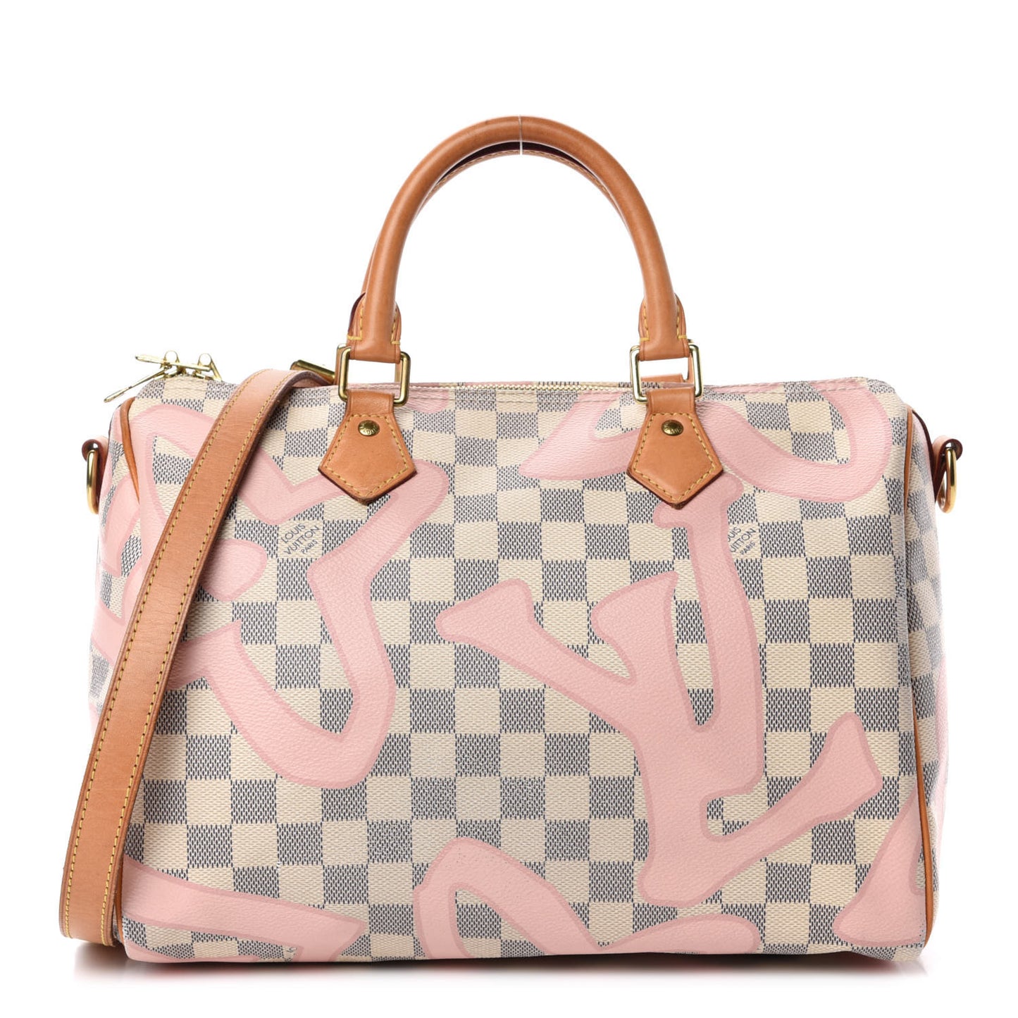 Damier Azur Tahitienne Speedy Bandouliere 30 Rose Ballerine