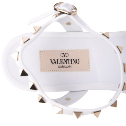 Valentino Garavani PVC Jelly Rockstud Caged Sandals 38 Optic White 6 of 7