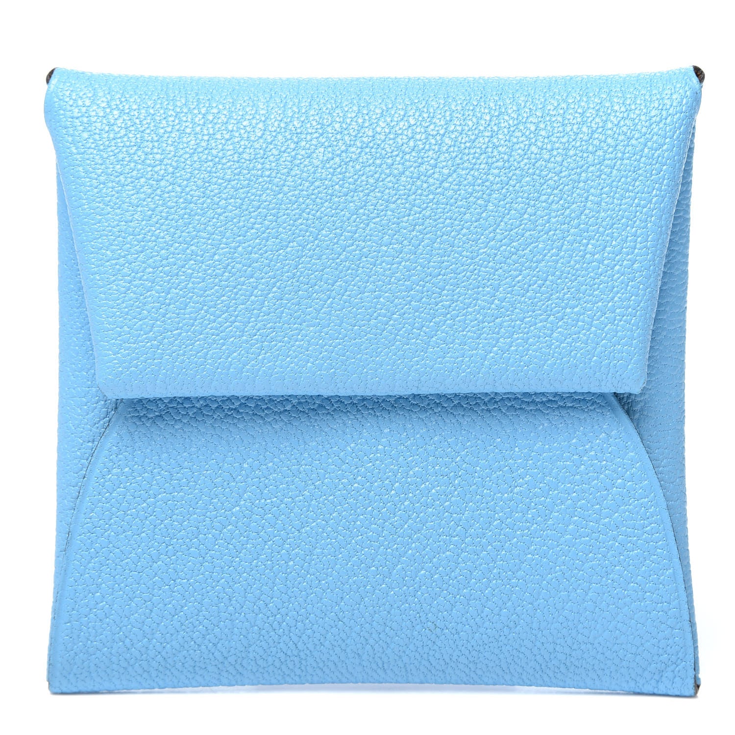 Hermes Chevre Mysore Bastia Verso Coin Purse Celeste Kraft 1 of 8