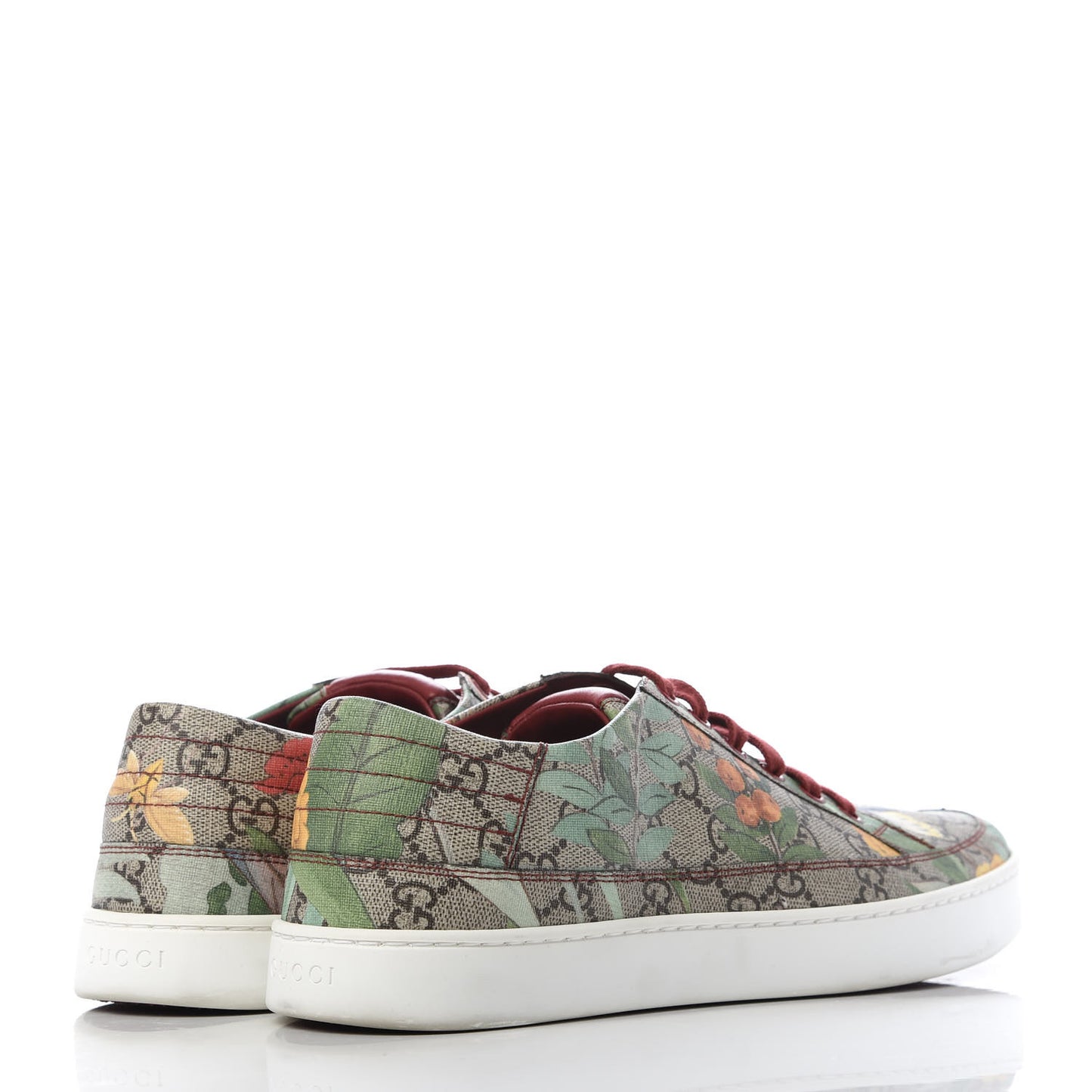 GG Supreme Monogram Tian Mens Low Top Sneakers 9 Beige Multicolor Red
