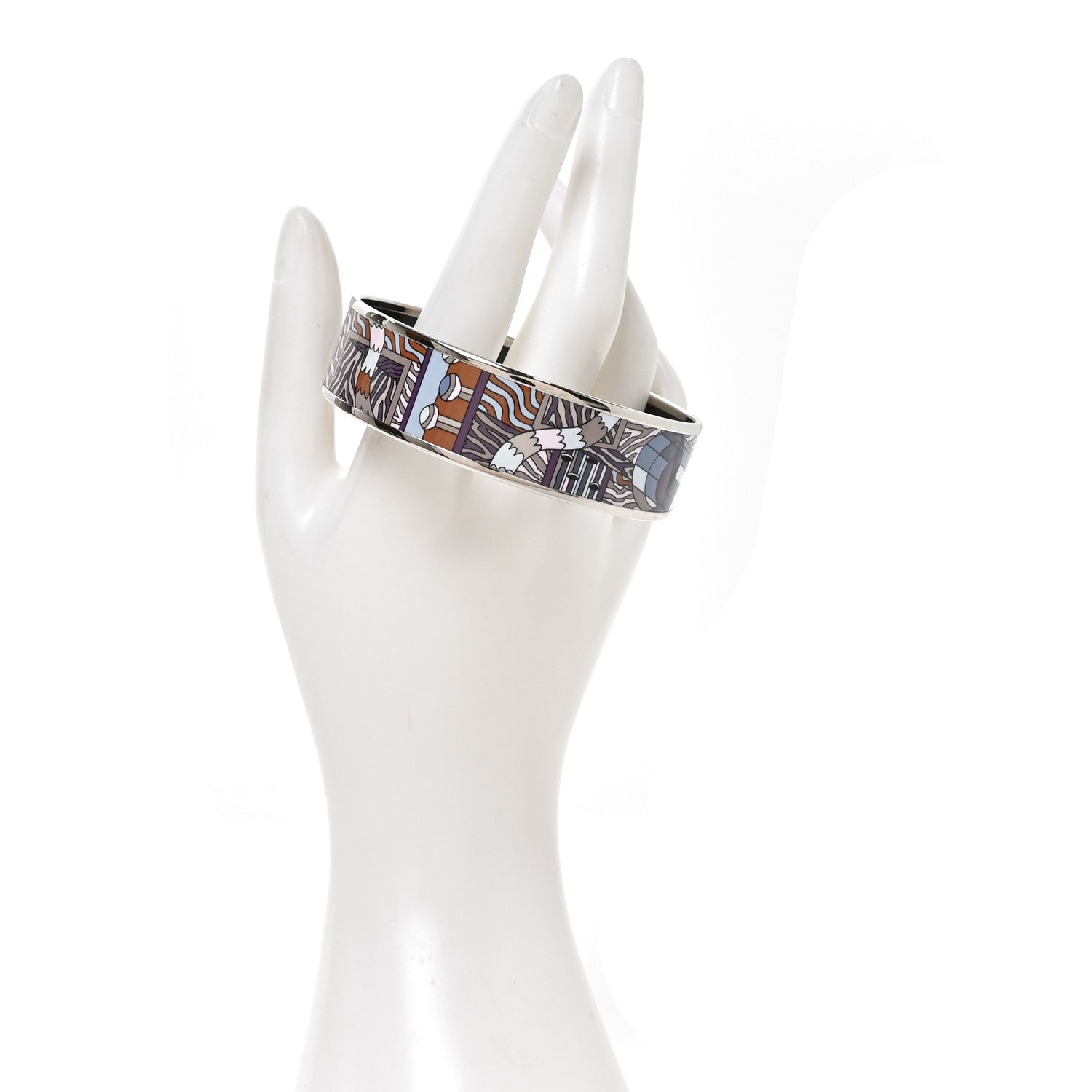 Hermes Enamel Printed Point D’Orgue Wide Bracelet 70 2 of 6