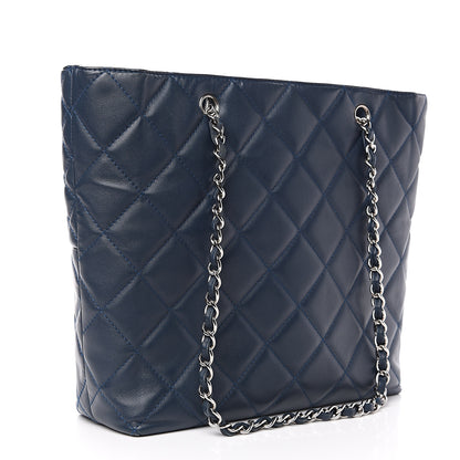 Chanel Calfskin Quilted In The Business North South Tote Blue 2 of 12