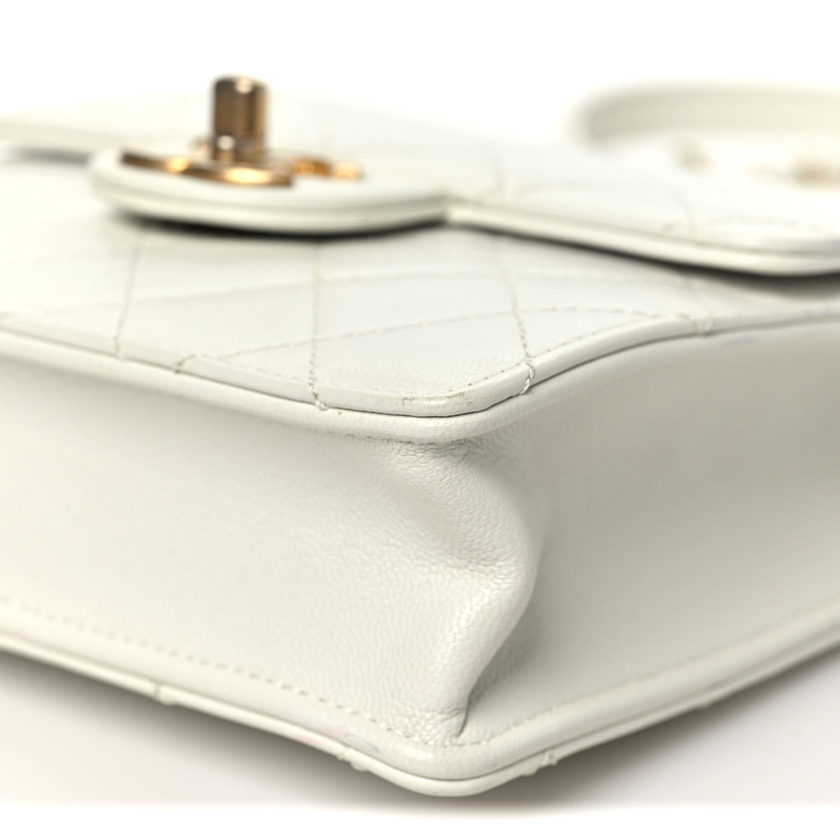 Goatskin Quilted Chic Pearls Flap White