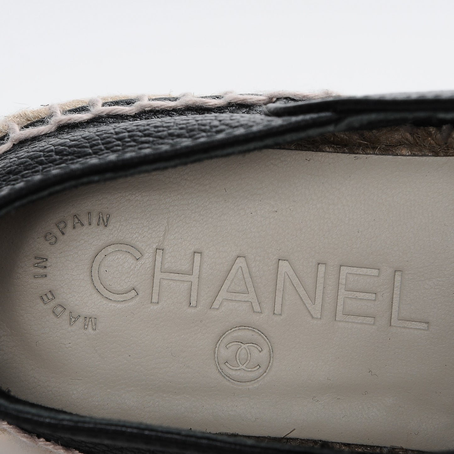 Grained Calfskin CC Espadrilles 36 Black
