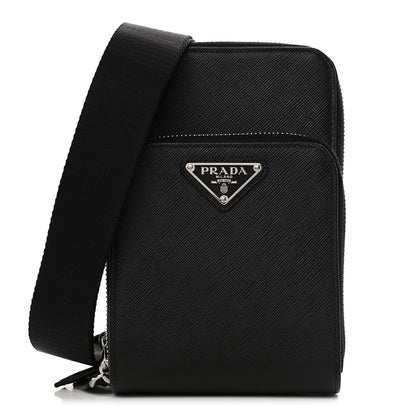 Prada Saffiano Phone Crossbody Pouch Black 1 of 9