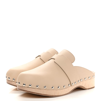 Hermes Calfskin Calya Mules 37 Hetre 3 of 8