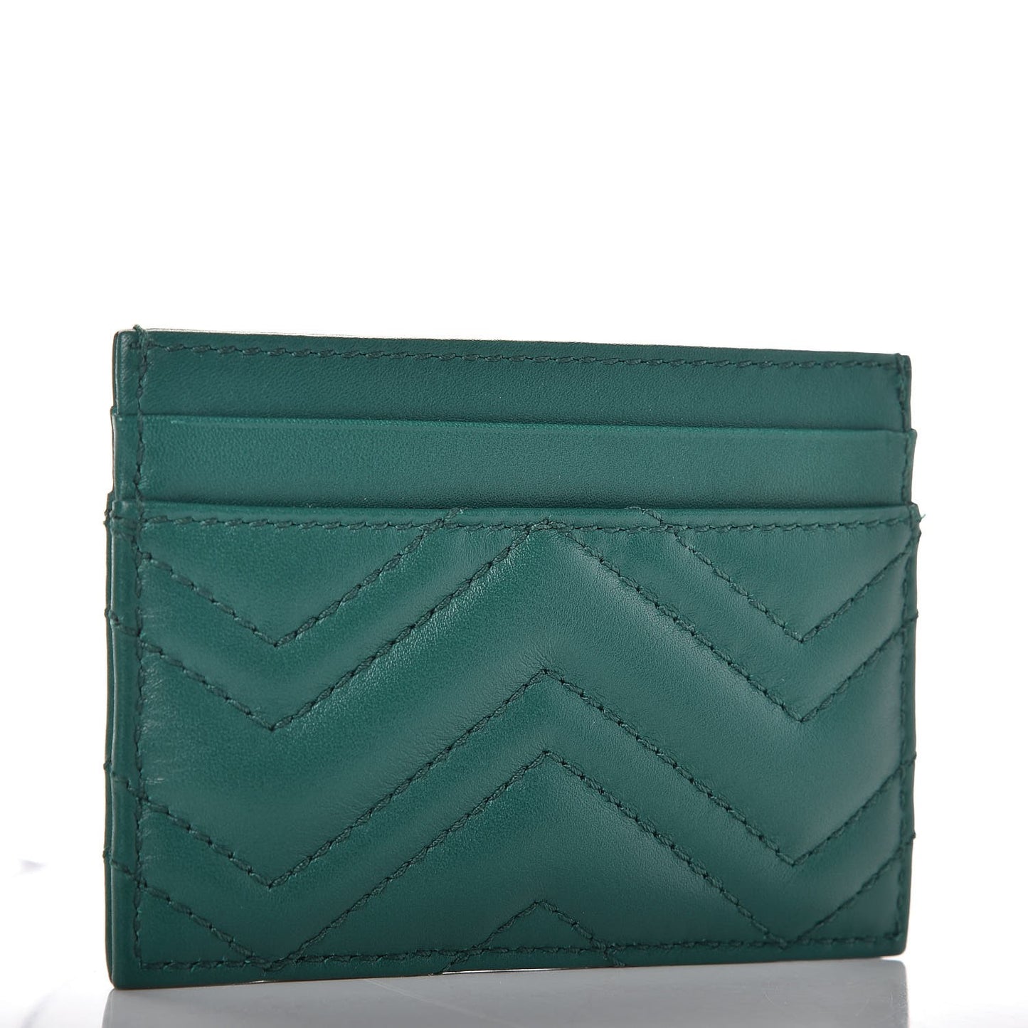 Calfskin Matelasse GG Marmont Card Holder Emerald Green