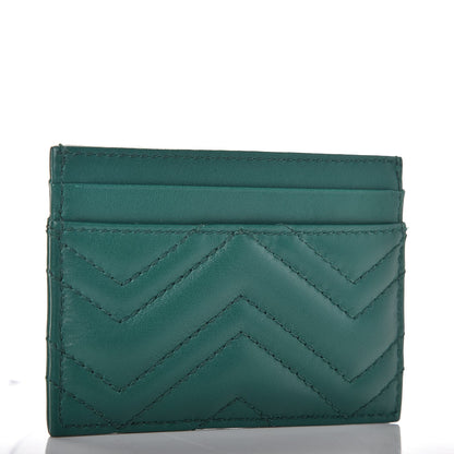 Gucci Calfskin Matelasse GG Marmont Card Holder Emerald Green 3 of 7
