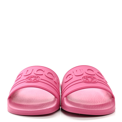 Gucci Rubber Womens Logo Slide Sandals 37 Fuchsia 2 of 8