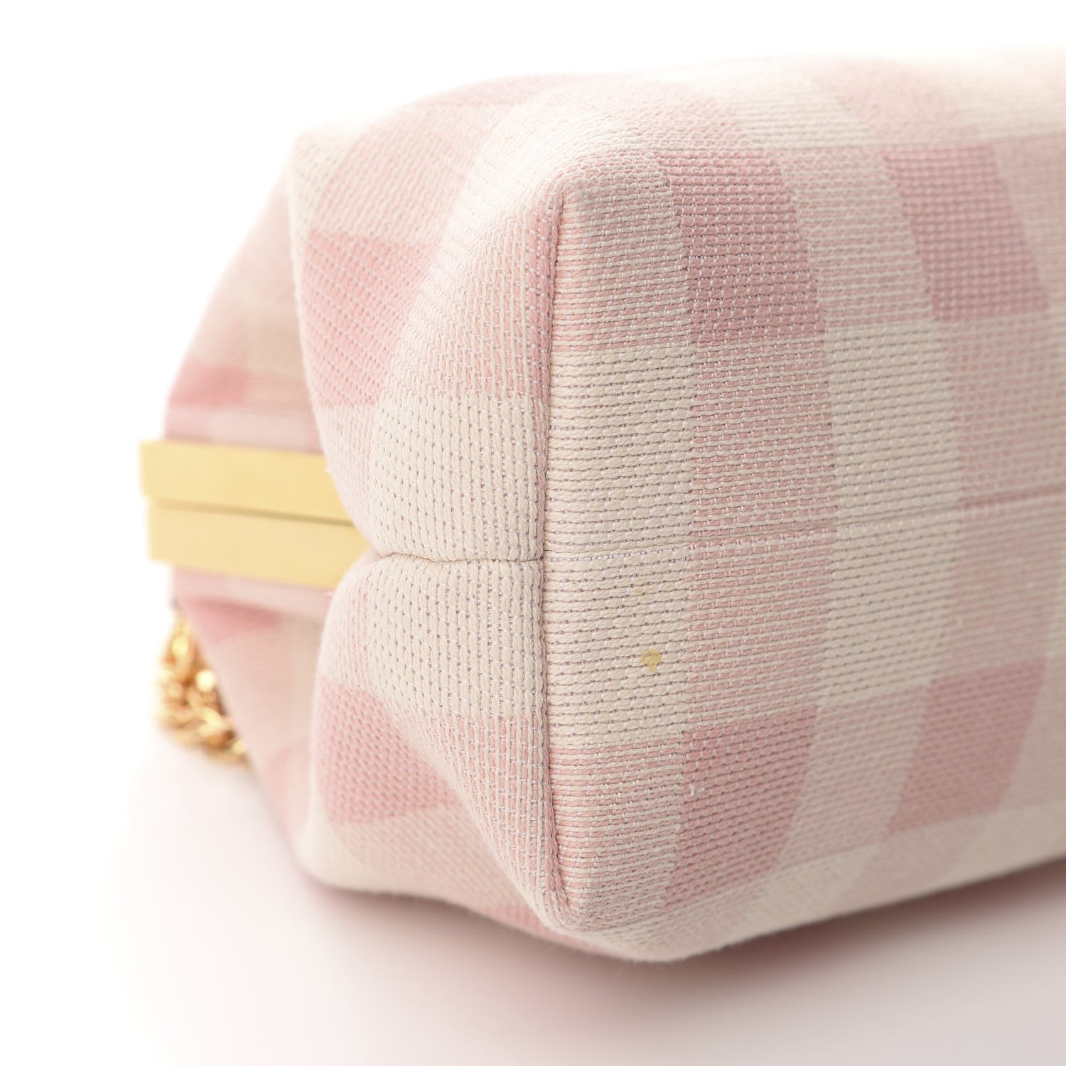 Mansur Gavriel Checker Canvas Mini Volume Chain Clutch Pink 6 of 11
