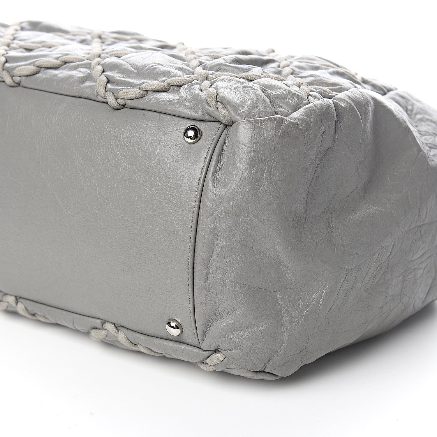 Chanel Calfskin Ultra Stitch Large Bowler Grey 8 of 9