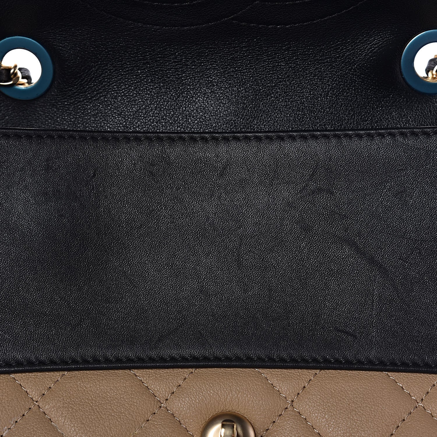 Chanel Calfskin Quilted Medium Graphic Flap Beige Black 15 of 17