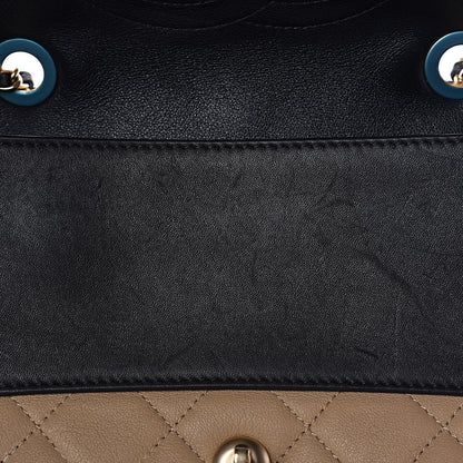 Chanel Calfskin Quilted Medium Graphic Flap Beige Black 15 of 17