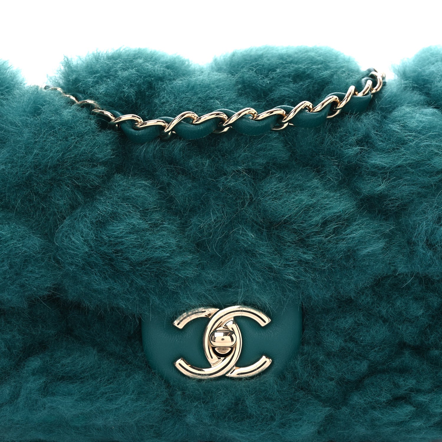 Chanel Shearling Lambskin Quilted Flap Green 8 of 10
