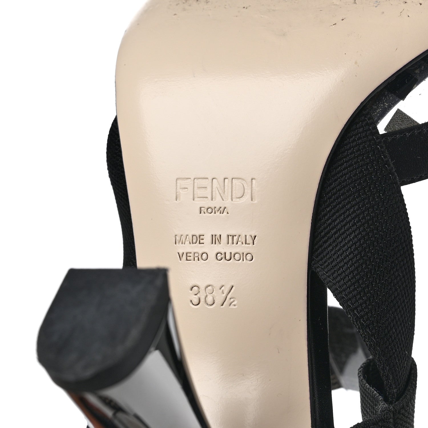 Fendi PVC Vitello FF Colibri 85mm Slingback Pumps 38.5 Transparent Black 6 of 11