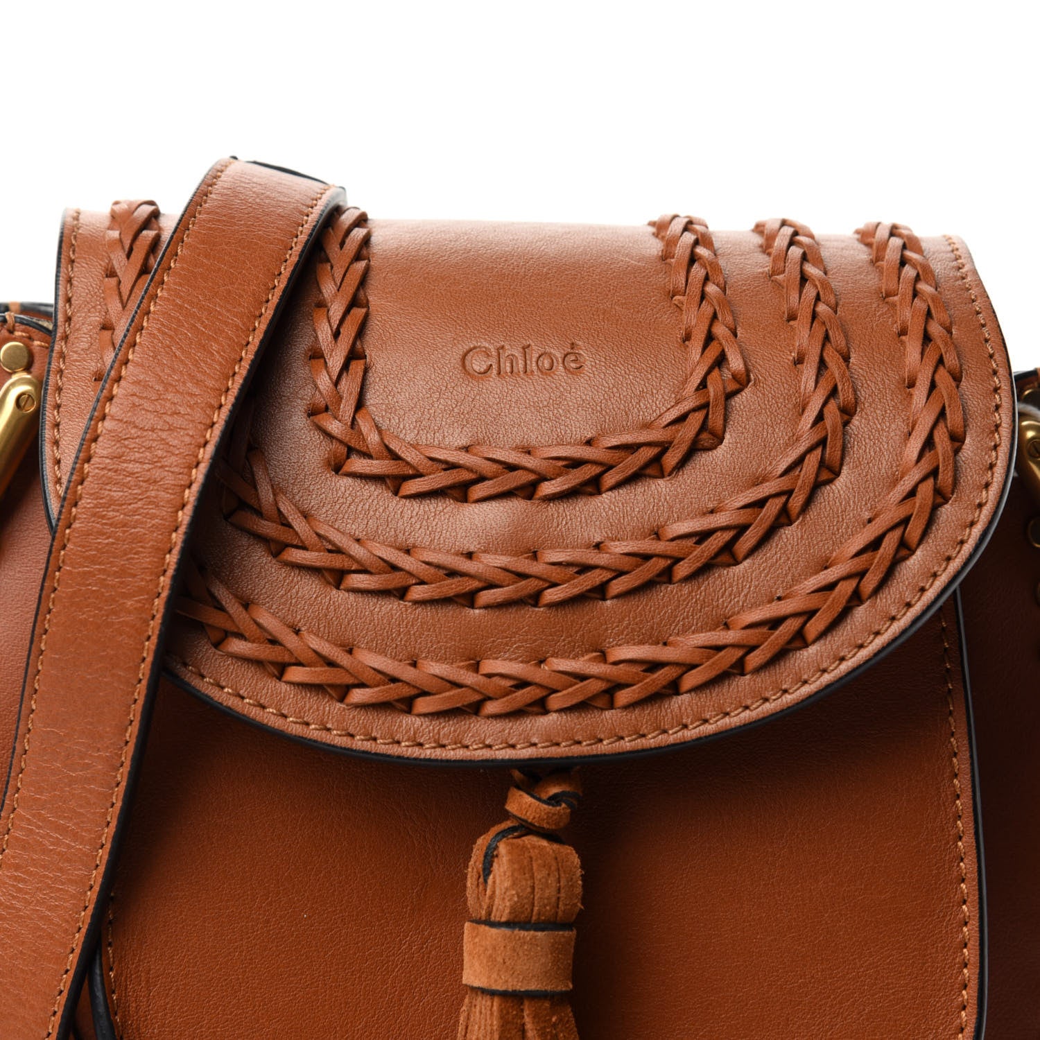Chloe Calfskin Braided Mini Hudson Shoulder Bag Caramel 9 of 9