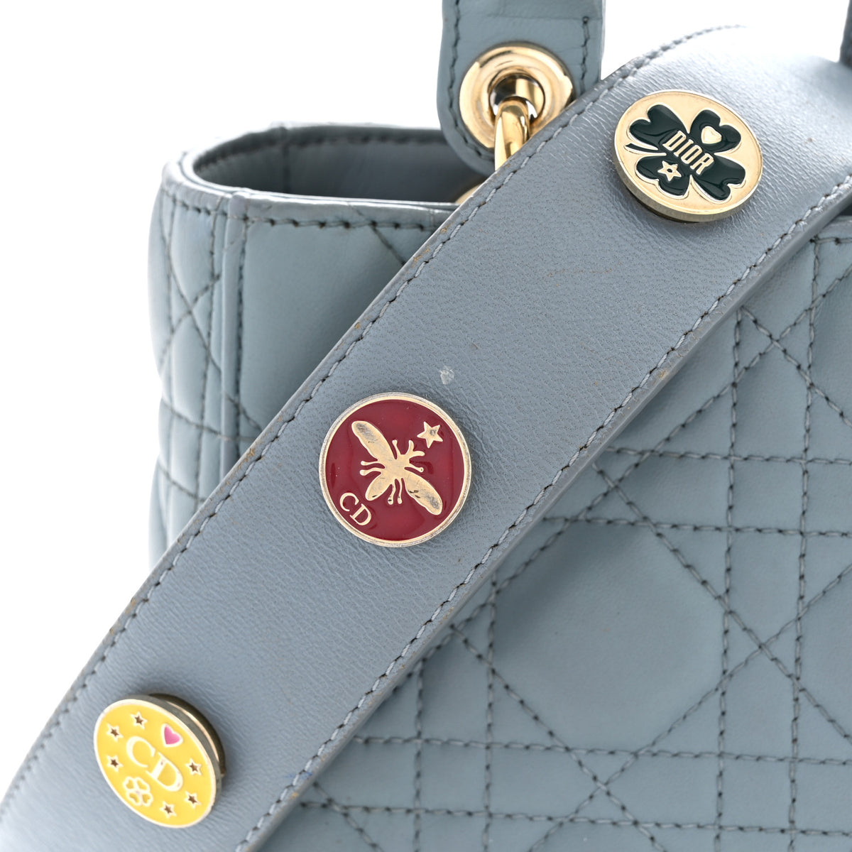 Lambskin Cannage Small Lucky Badges My Lady Dior Cloud Blue