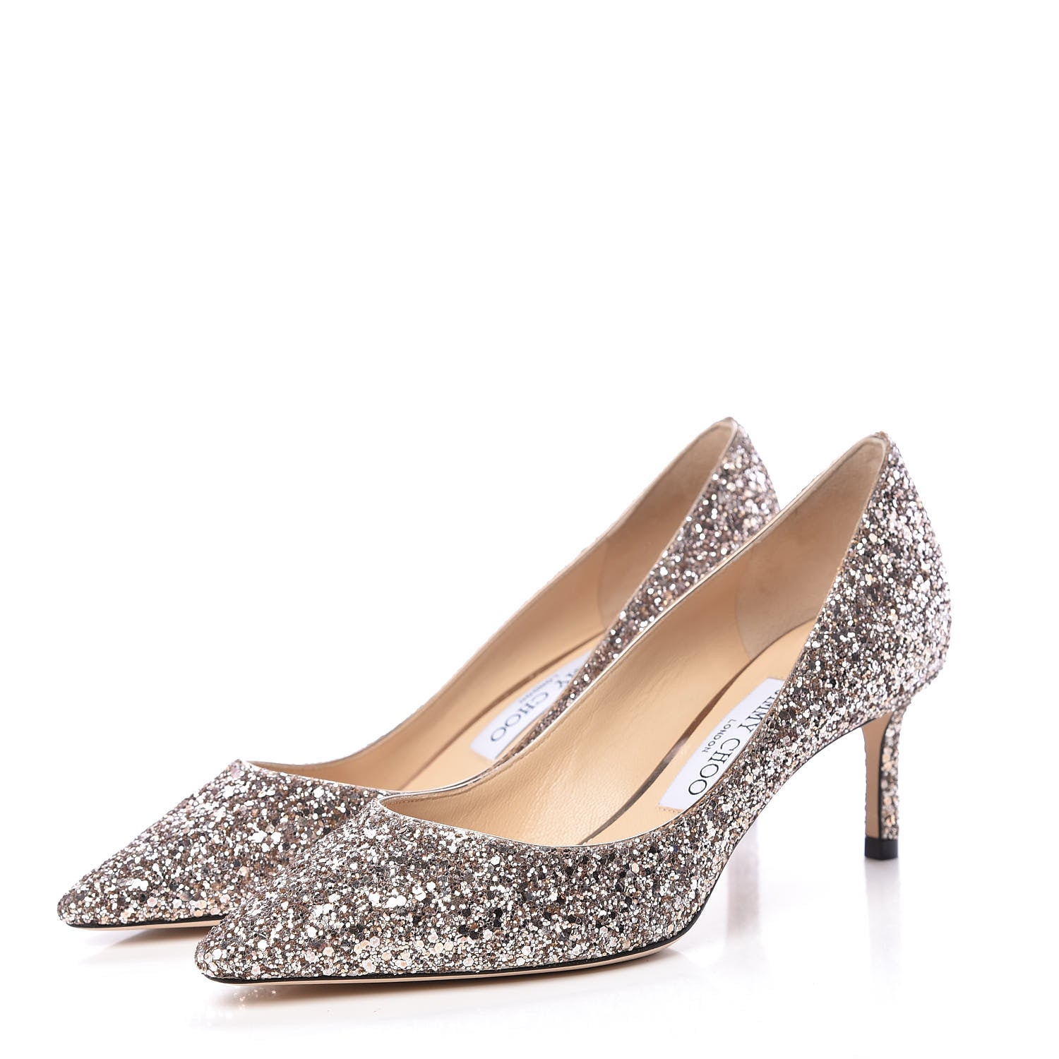 Jimmy Choo Glitter Pointy Toe Romy 60 Pumps 36.5 Ballet Pink 3 of 10