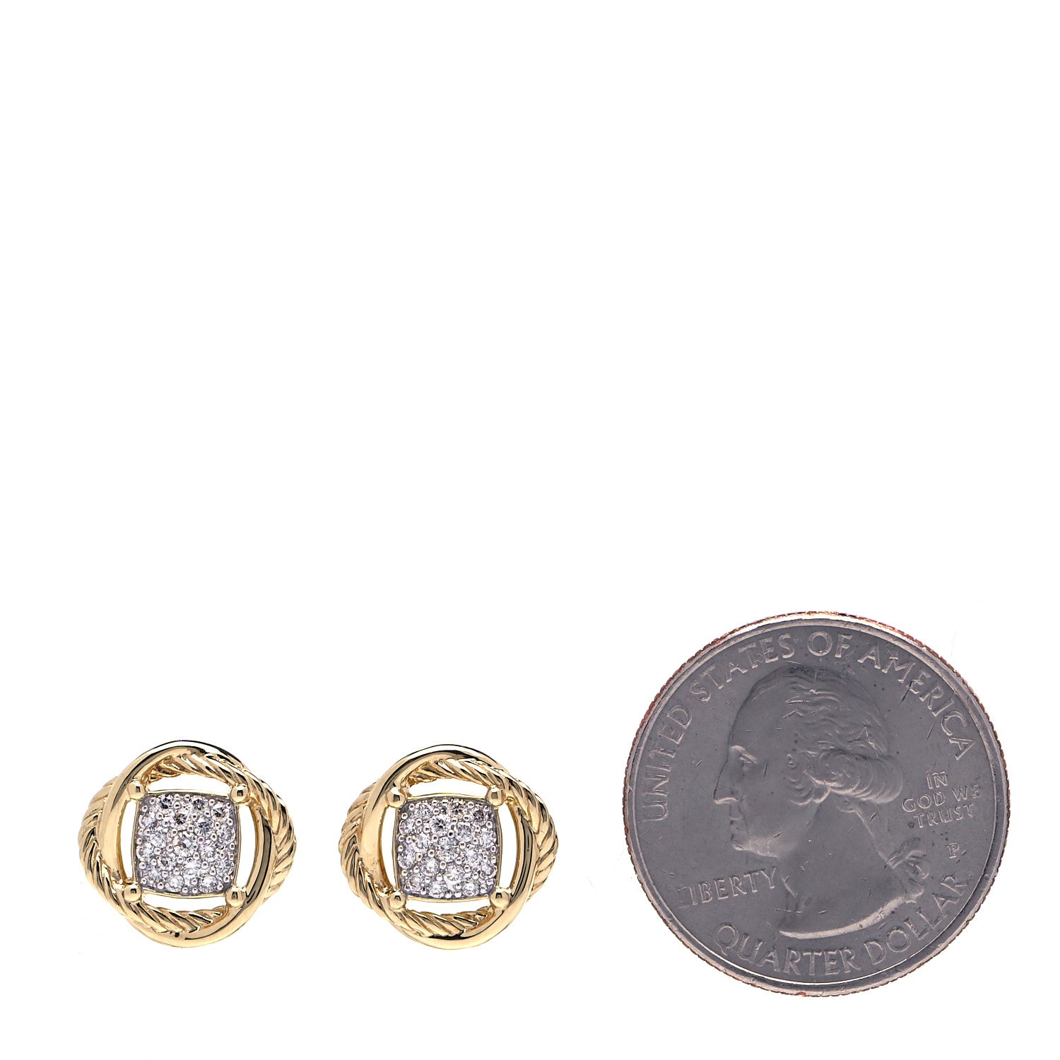 David Yurman 18K Yellow Gold Diamond 7mm Infinity Earrings 2 of 4
