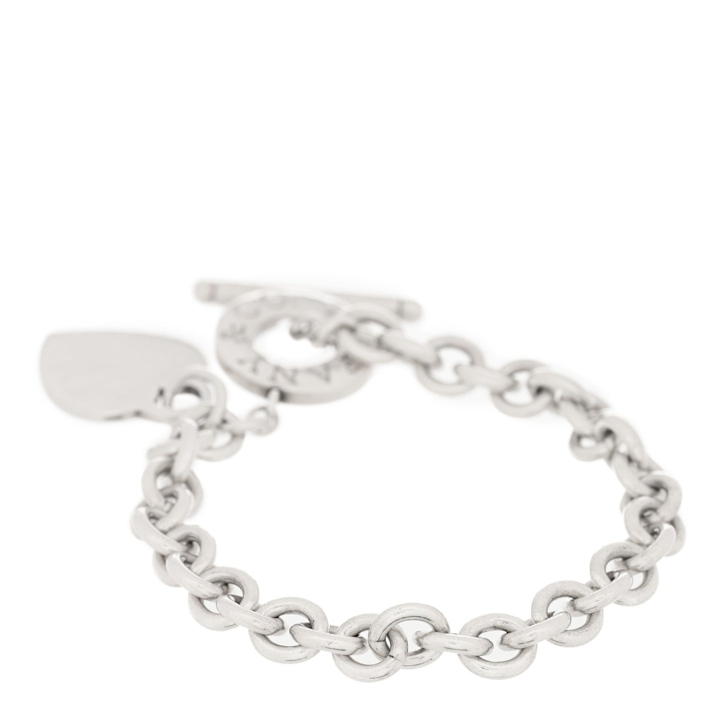 Sterling Silver Heart Tag Toggle Bracelet