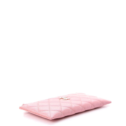 Chanel Iridescent Caviar Quilted Classic Zip Pouch Pink 4 of 8