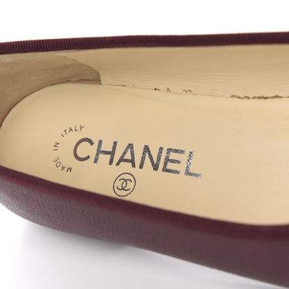 Chanel Goatskin Patent Cap Toe CC Ballerina Flats 39 Burgundy 6 of 12