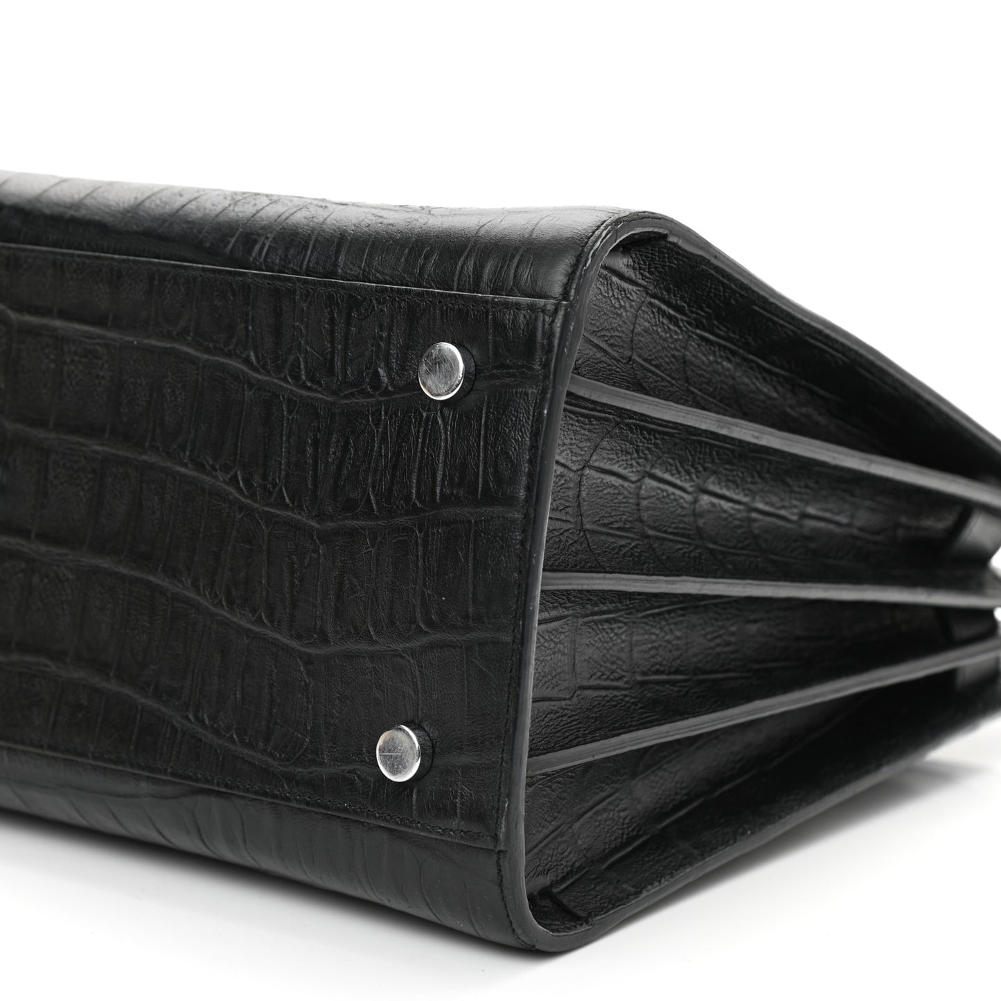 Calfskin Crocodile Embossed Small Sac de Jour Black