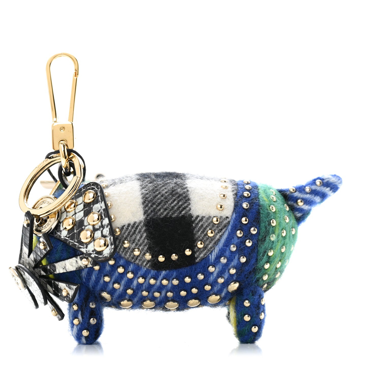 Wool Cashmere Studded Trevor The Scottie Dog Bag Charm Green Multicolor