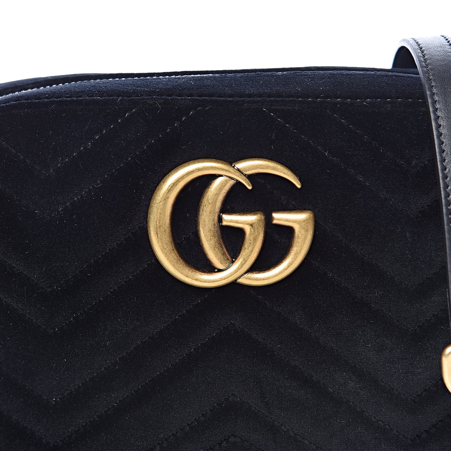 Velvet Matelasse Small GG Marmont Chain Shoulder Bag Black