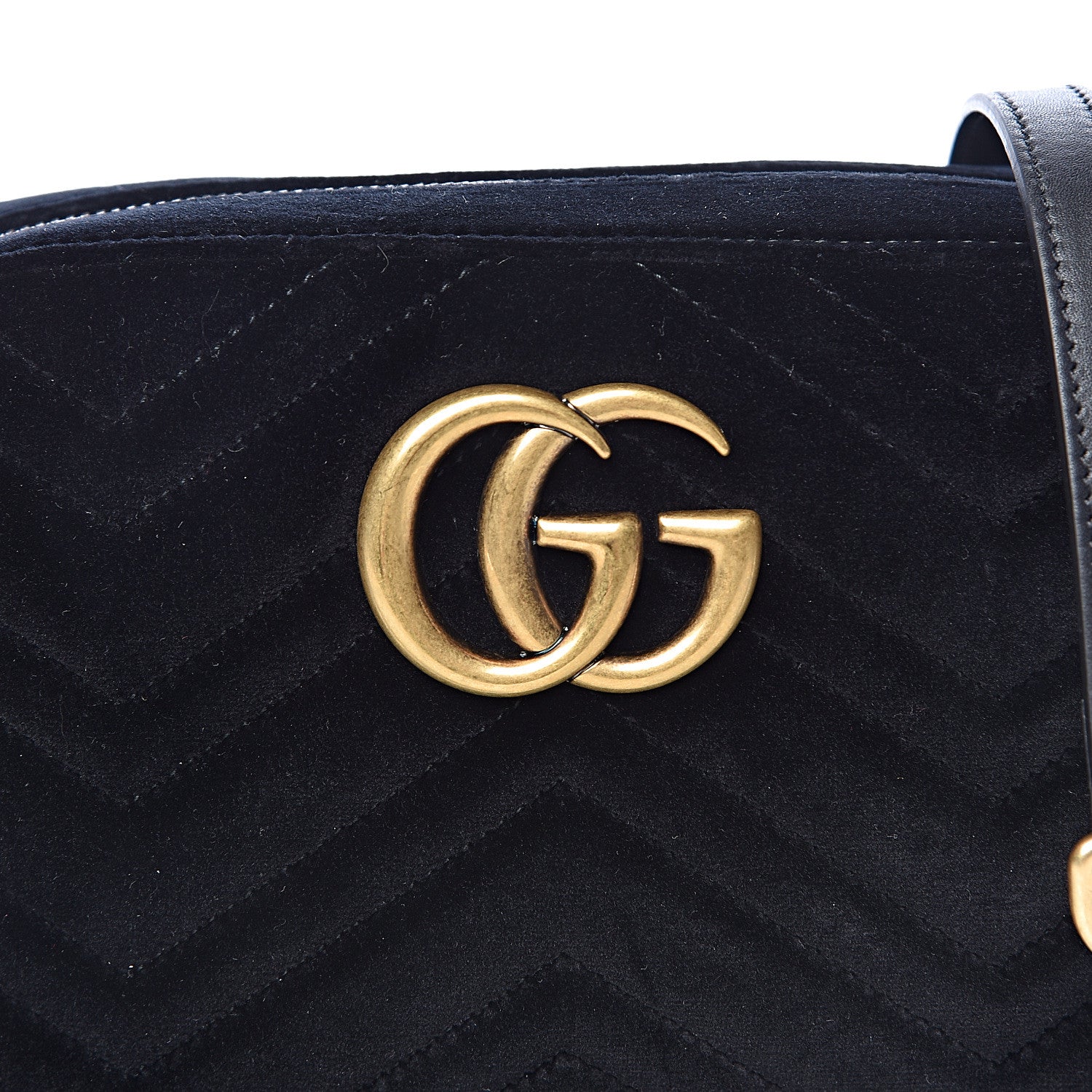 Gucci Velvet Matelasse Small GG Marmont Chain Shoulder Bag Black 8 of 10
