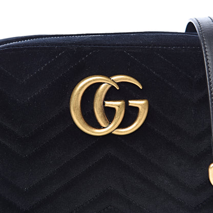 Gucci Velvet Matelasse Small GG Marmont Chain Shoulder Bag Black 8 of 10