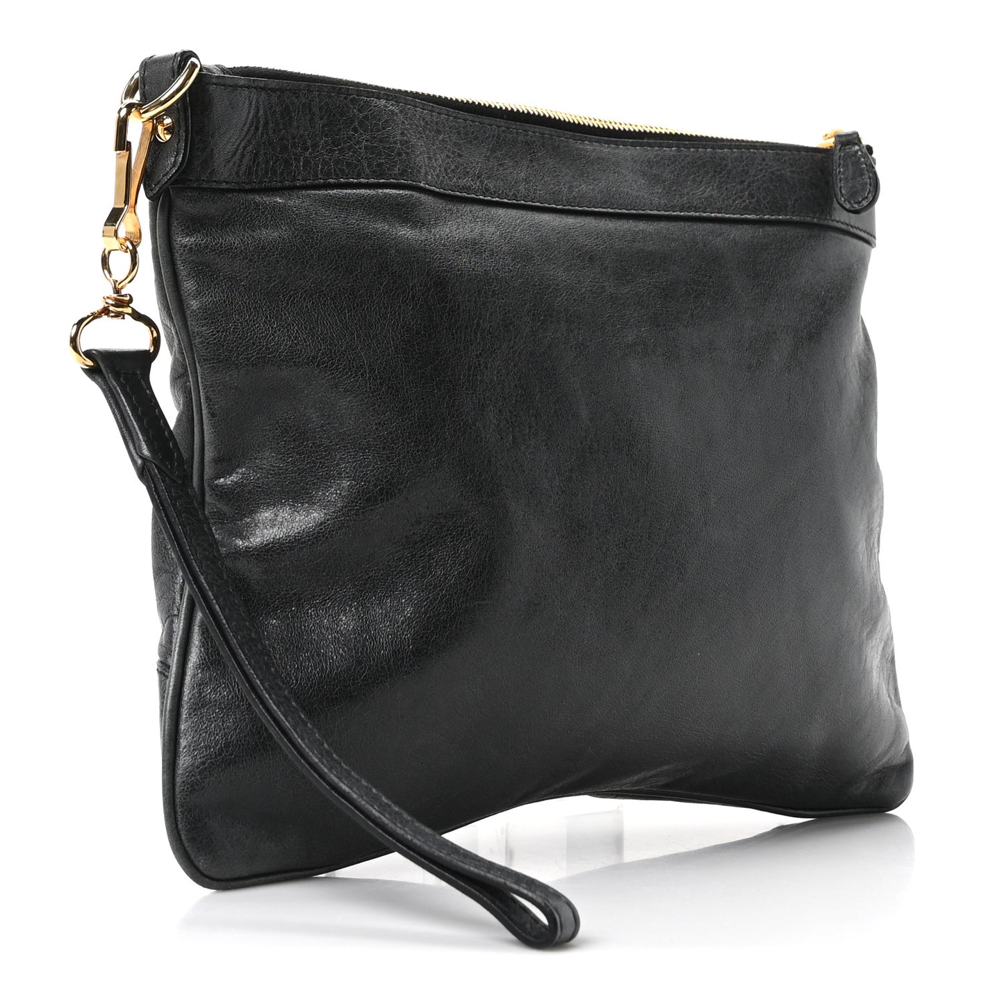 Chevre Giant 21 Gold Hardware Flat Handle Clutch Evergreen