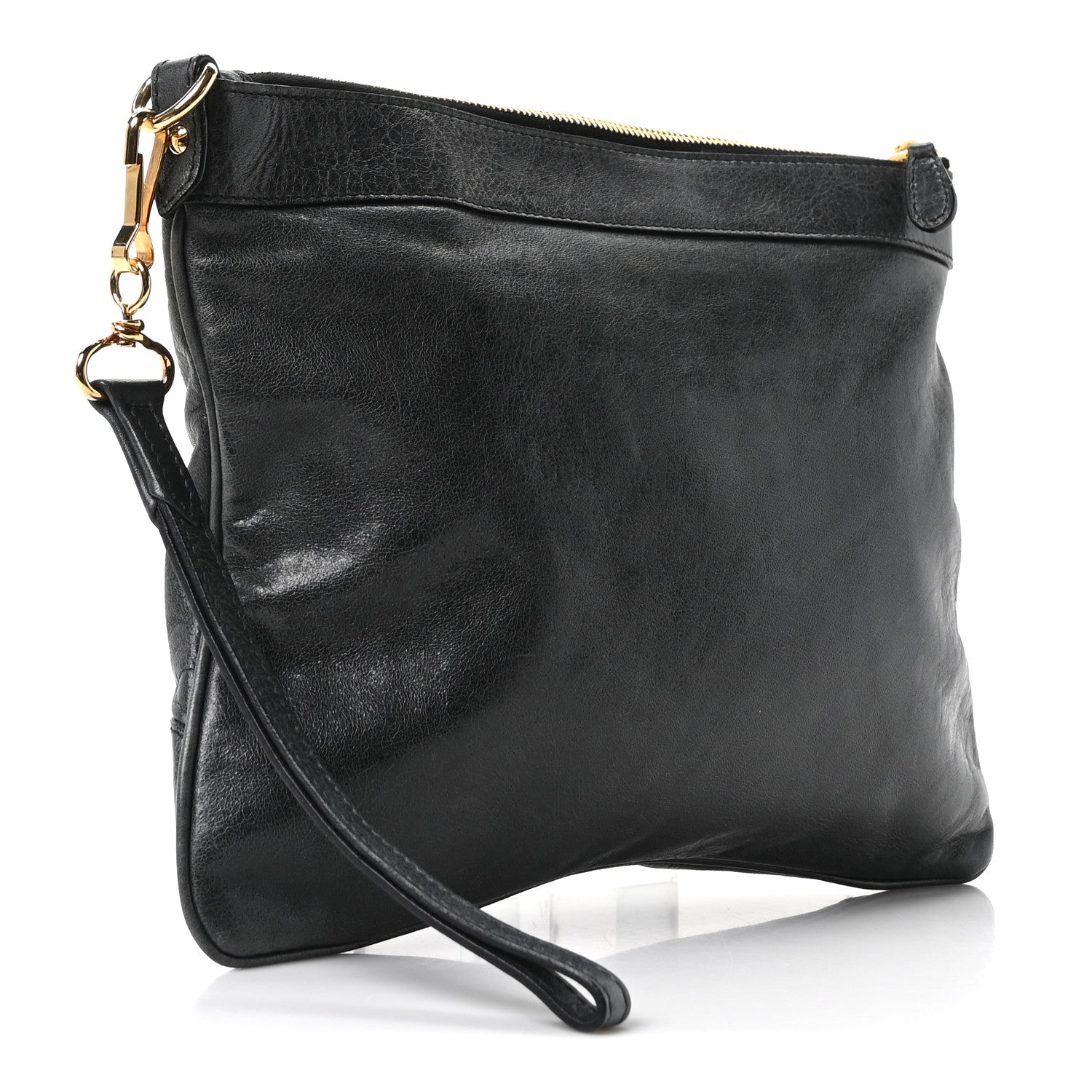 Balenciaga Chevre Giant 21 Gold Hardware Flat Handle Clutch Evergreen 3 of 10