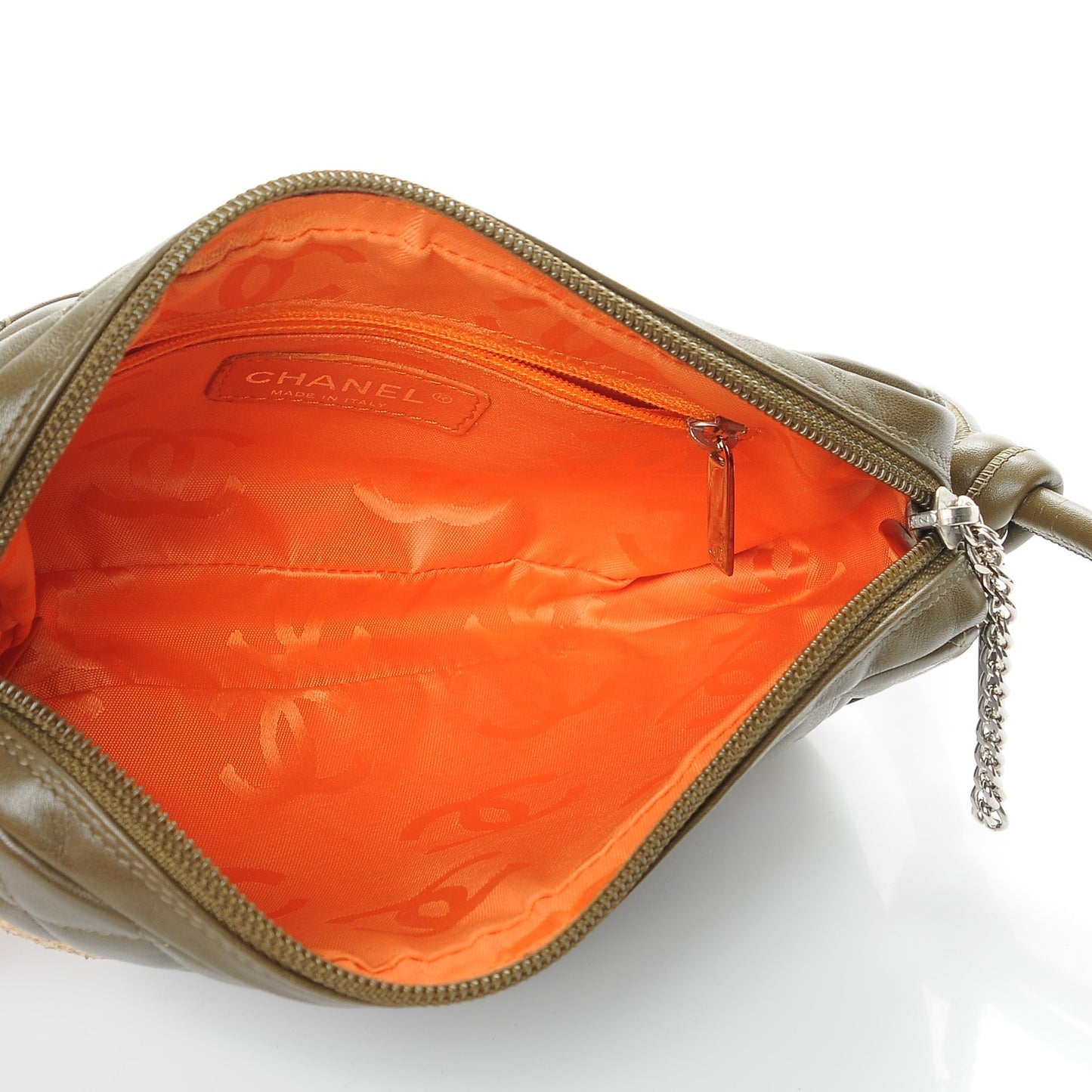 Calfskin Python Quilted Cambon CC Pochette Khaki