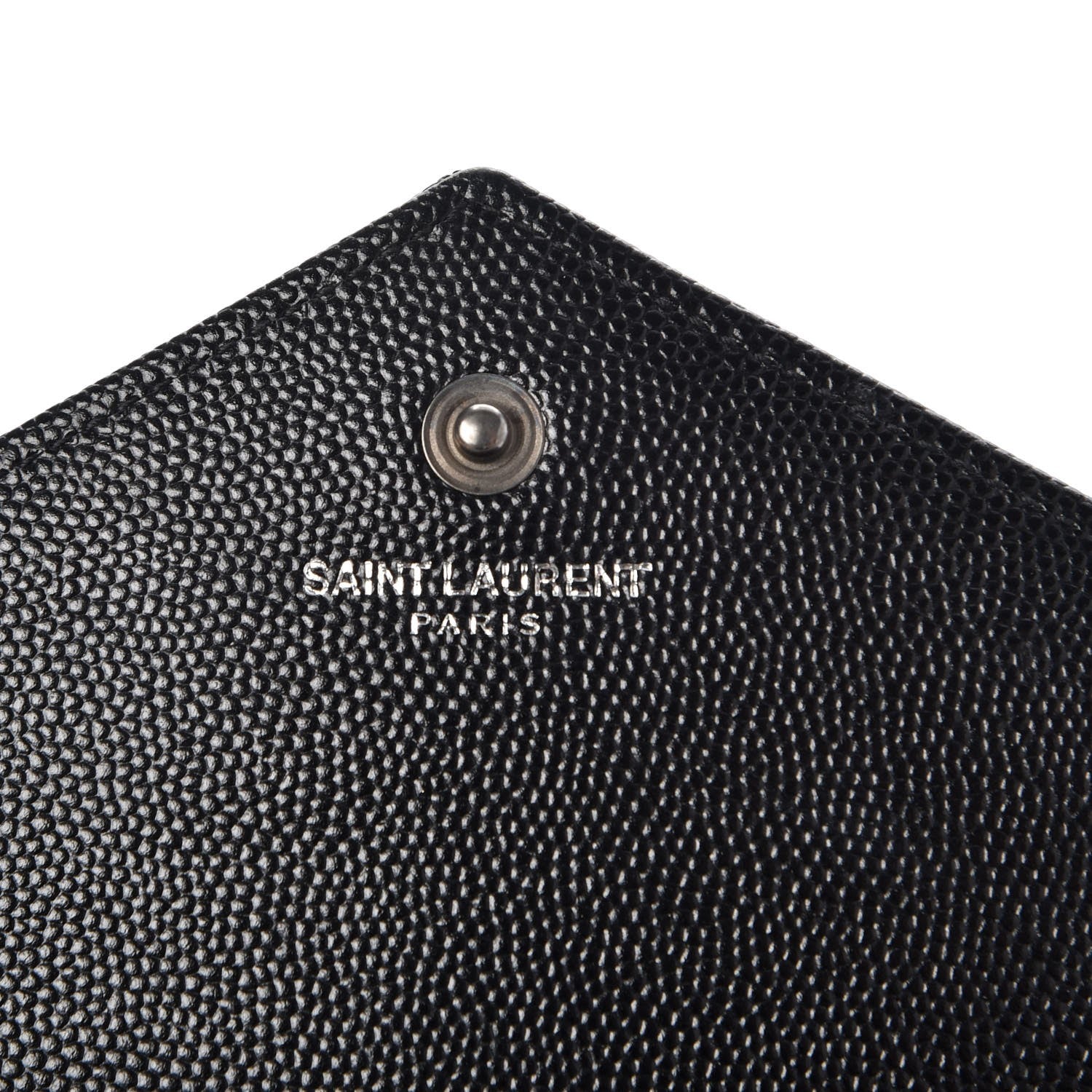 Saint Laurent Grain De Poudre Matelasse Chevron Monogram Chain Wallet Black 6 of 8